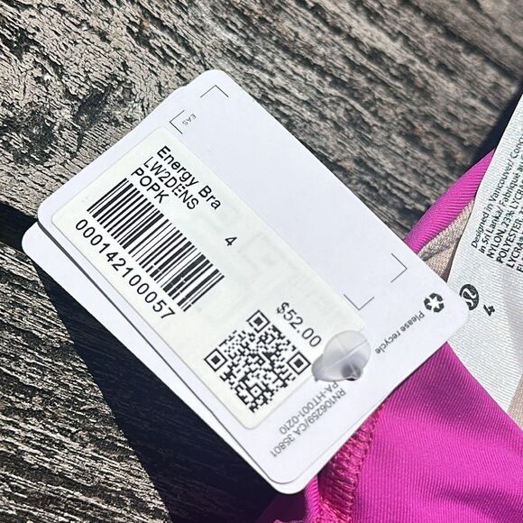 Lululemon Energy Bra Medium Support, B–D Cups Pow Pink size 4‎ NWT sports bra - Picture 5 of 8